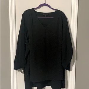 Black button detail roll tab sleeve top